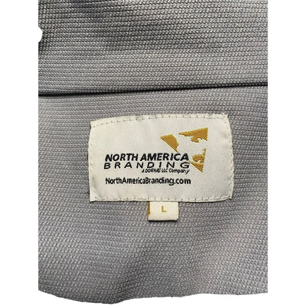 North America Branding Gray Softshell Jacket Men’s Large Hooded Octopus Patch